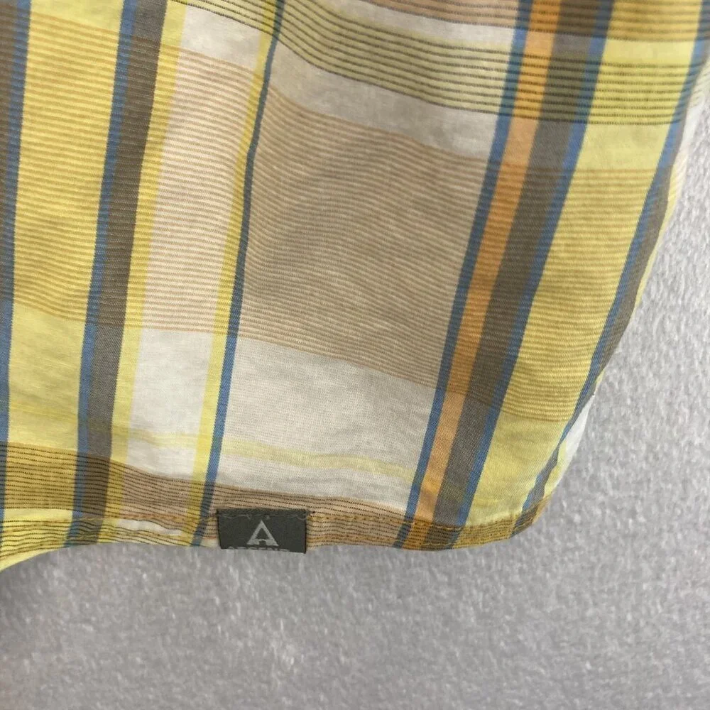 Ascend Snap Up Lightweight Shirt Mens 2XL Plaid Yellow Brown‎ Outdoor Pocket XXL